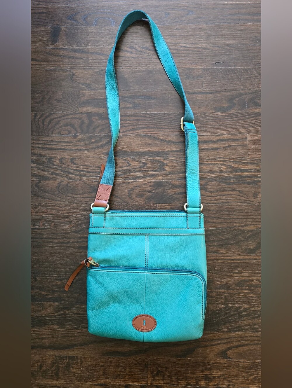 Turquoise Leather Crossbody Bag - Fossil